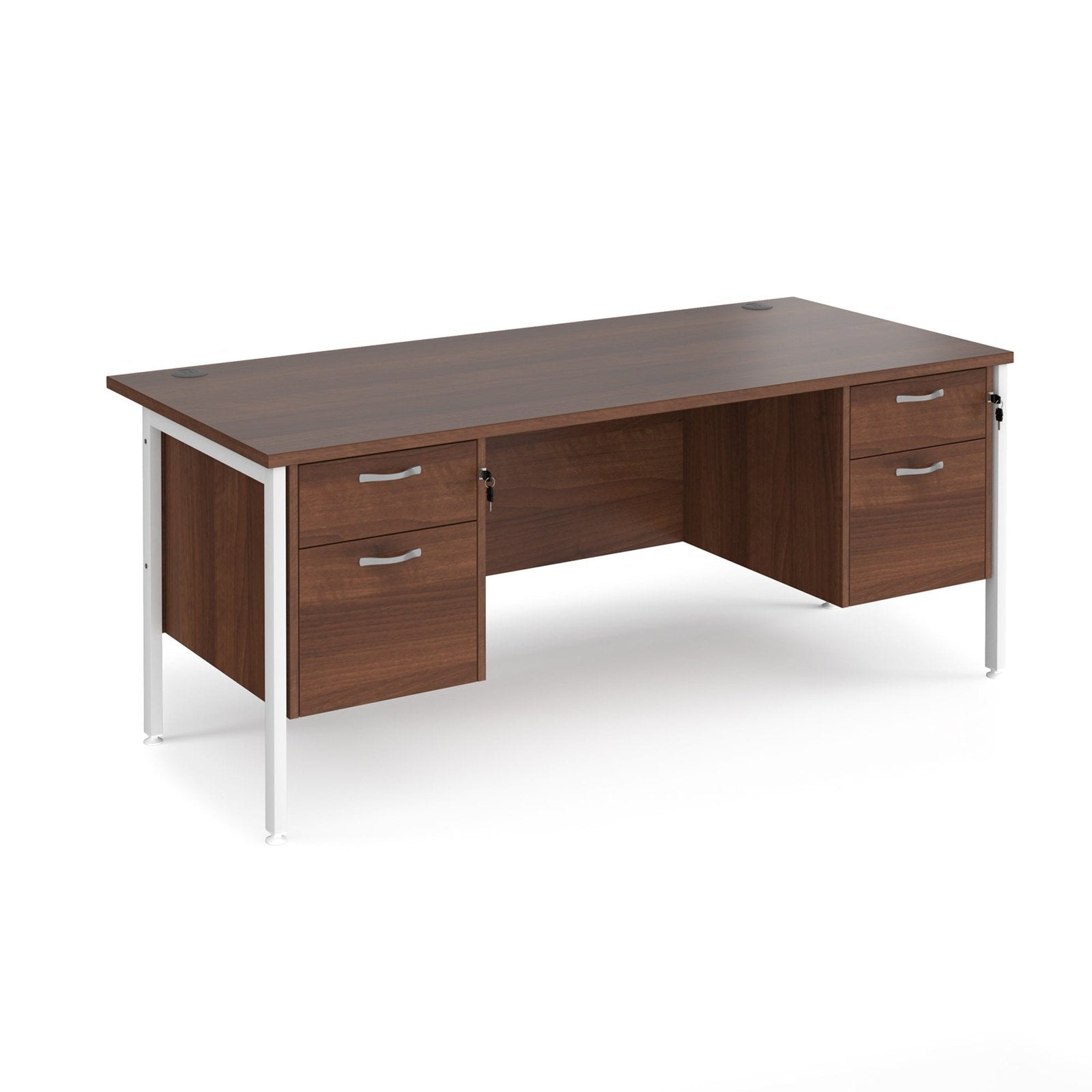 Maestro 25 H-Frame leg straight desk 800 deep with two x 2 drawer pedestals - Office Products Online
