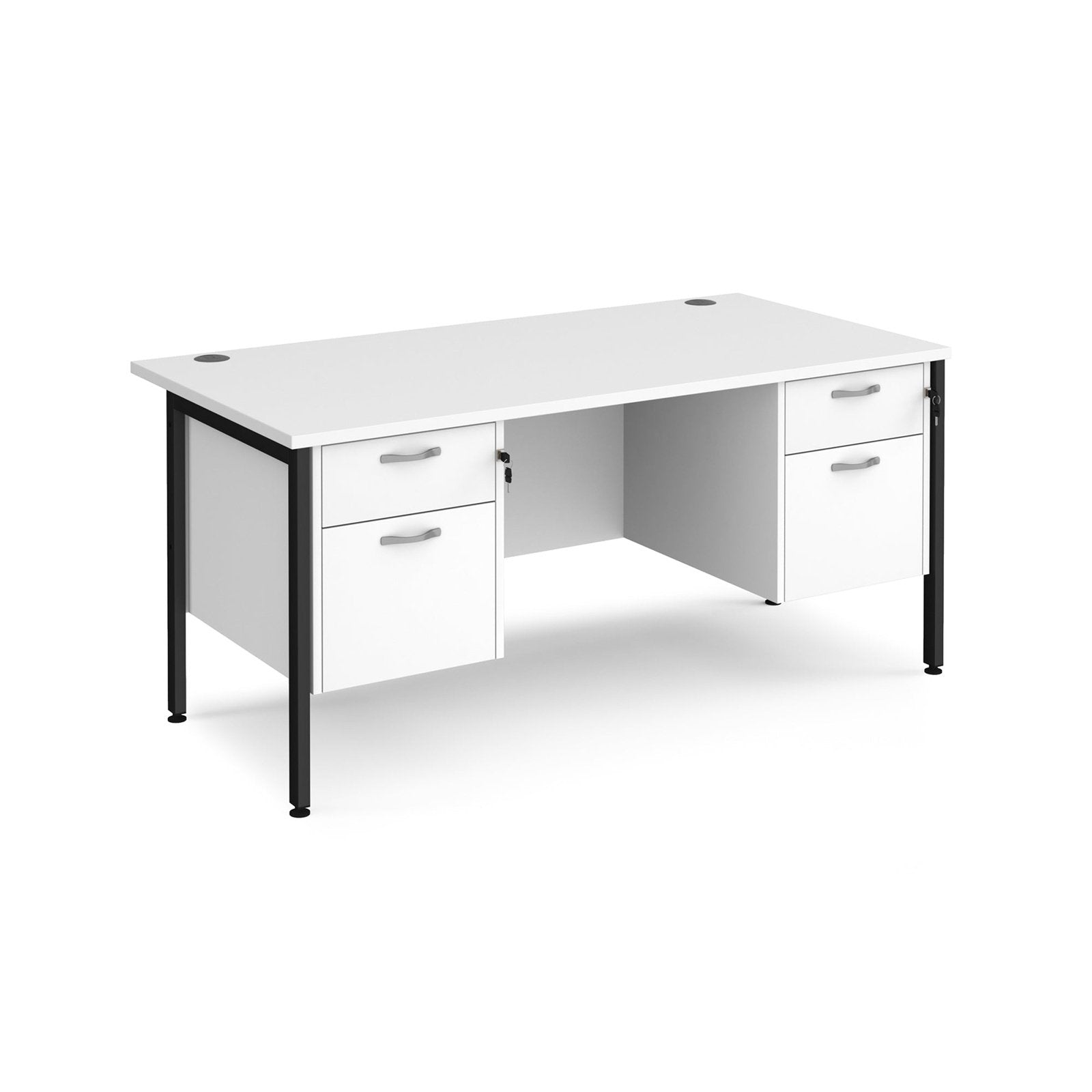Maestro 25 H-Frame leg straight desk 800 deep with two x 2 drawer pedestals - Office Products Online