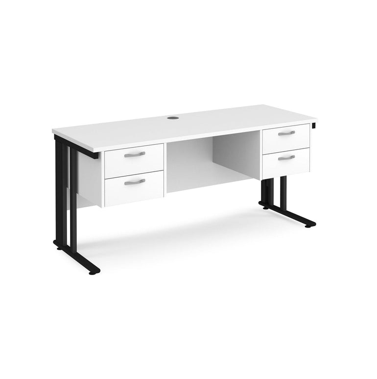 Maestro 25 cable managed leg straight desk 600 deep with two x 2 drawer pedestals - Office Products Online