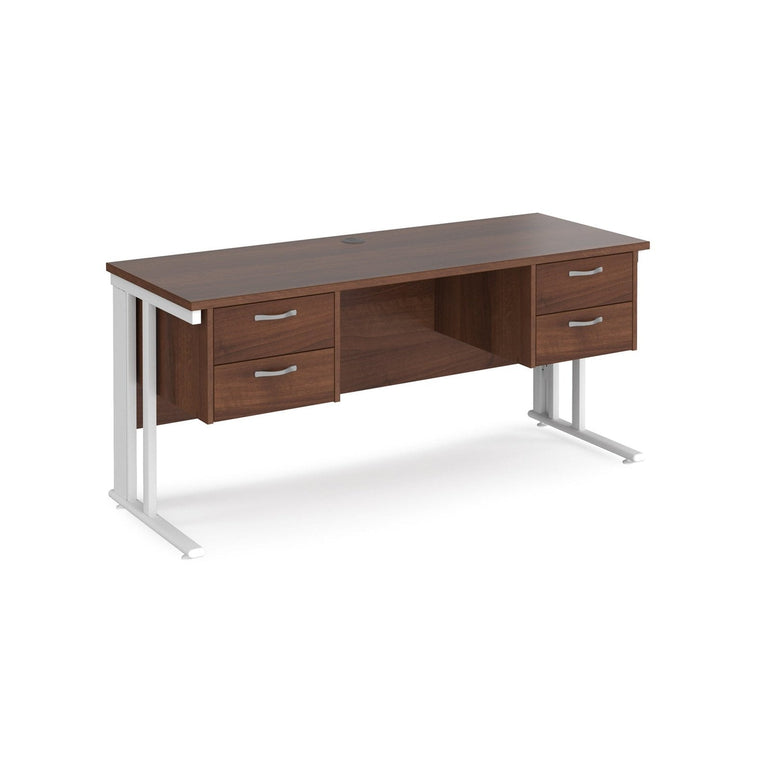 Maestro 25 cable managed leg straight desk 600 deep with two x 2 drawer pedestals - Office Products Online