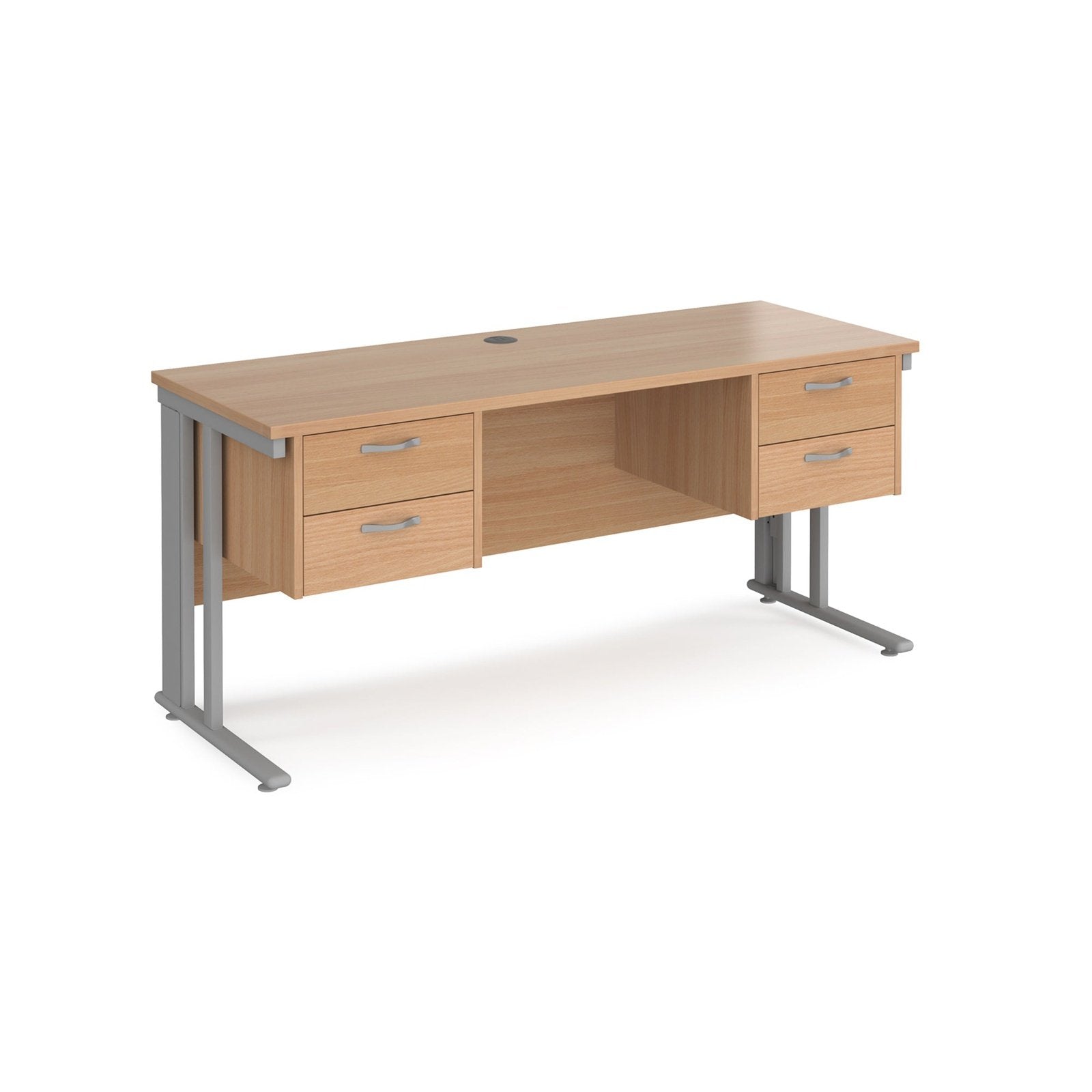 Maestro 25 cable managed leg straight desk 600 deep with two x 2 drawer pedestals - Office Products Online