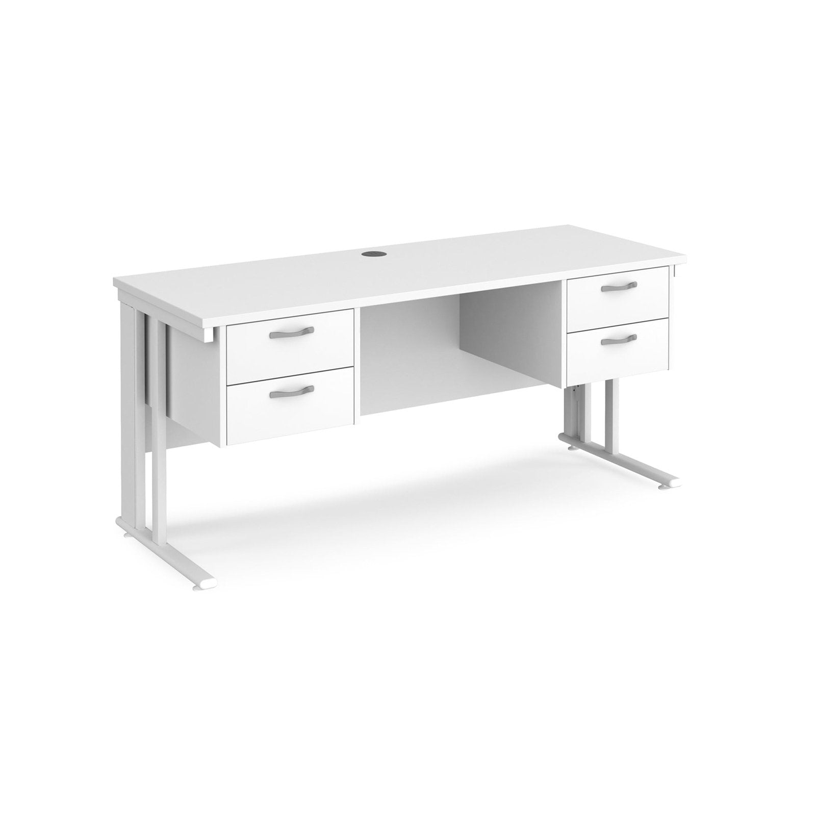 Maestro 25 cable managed leg straight desk 600 deep with two x 2 drawer pedestals - Office Products Online