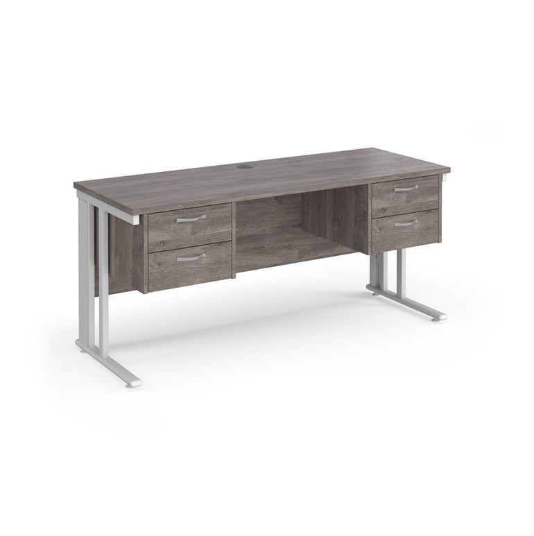Maestro 25 cable managed leg straight desk 600 deep with two x 2 drawer pedestals - Office Products Online
