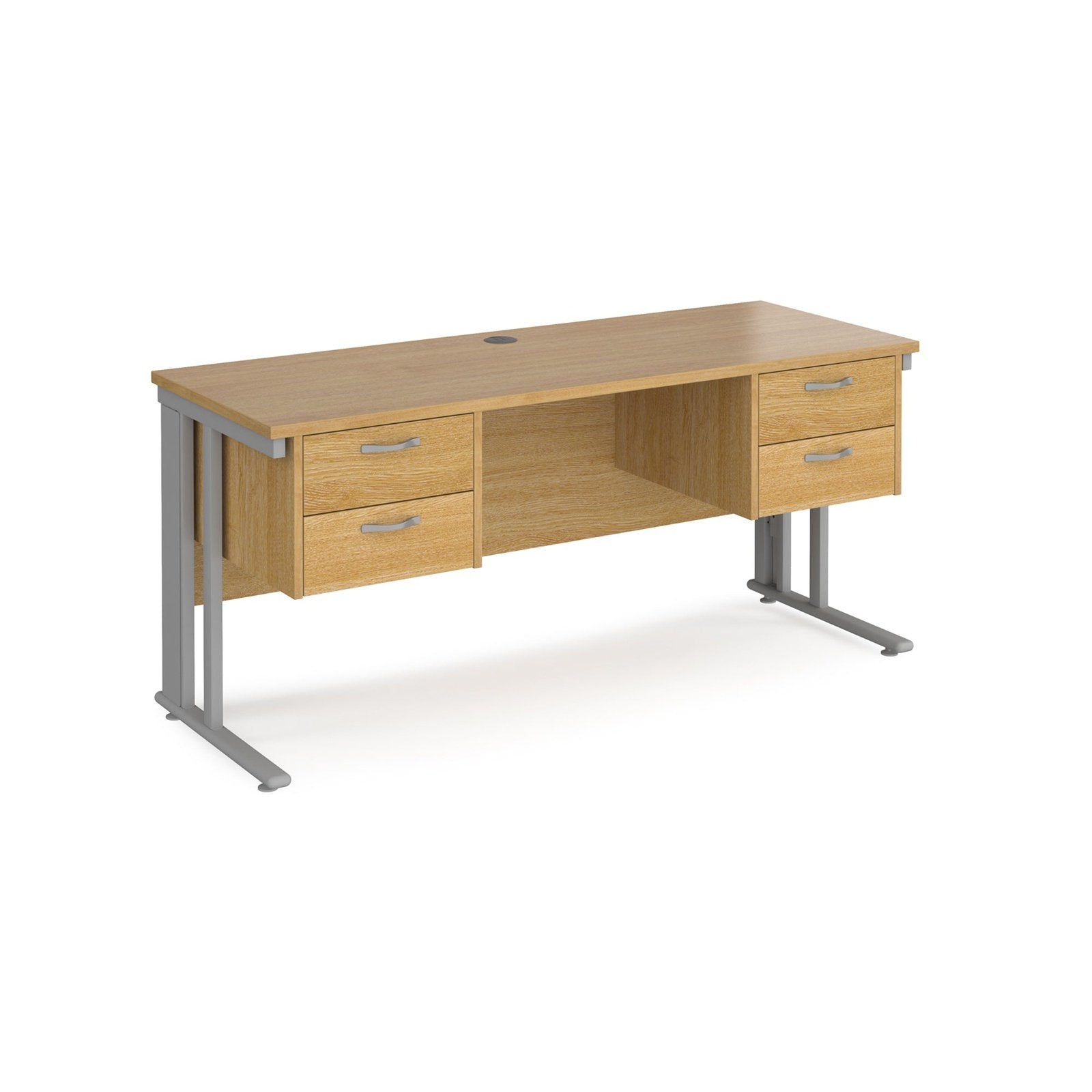 Maestro 25 cable managed leg straight desk 600 deep with two x 2 drawer pedestals - Office Products Online