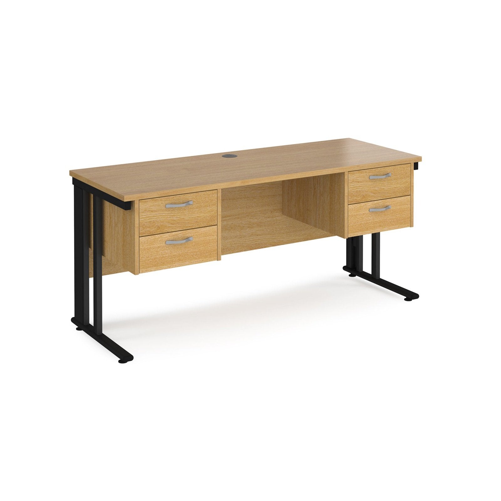 Maestro 25 cable managed leg straight desk 600 deep with two x 2 drawer pedestals - Office Products Online