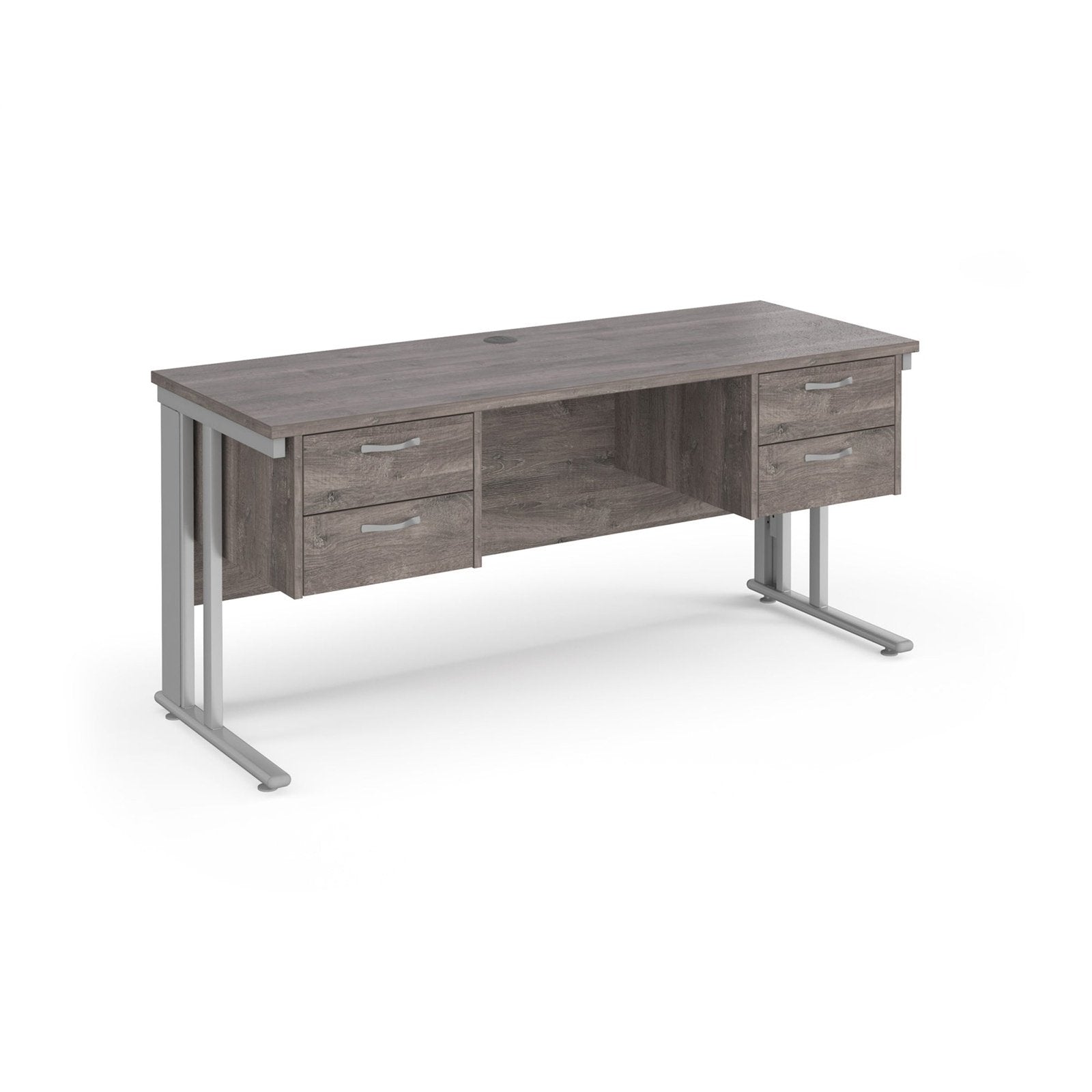 Maestro 25 cable managed leg straight desk 600 deep with two x 2 drawer pedestals - Office Products Online