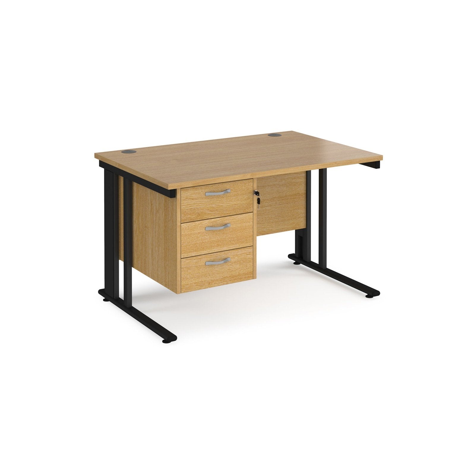 Maestro 25 cable managed leg straight desk 800 deep with 3 drawer pedestal - Office Products Online