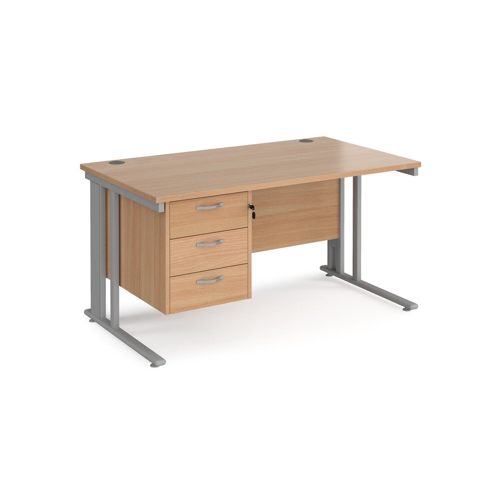 Maestro 25 cable managed leg straight desk 800 deep with 3 drawer pedestal - Office Products Online