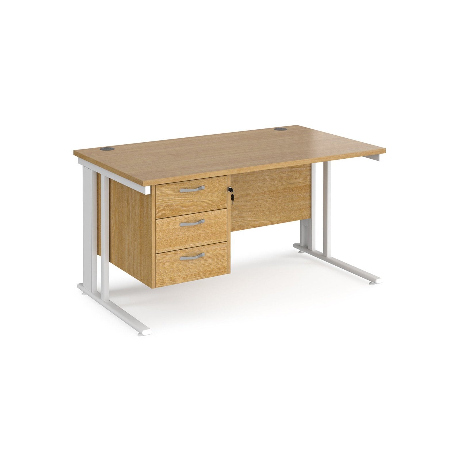 Maestro 25 cable managed leg straight desk 800 deep with 3 drawer pedestal - Office Products Online