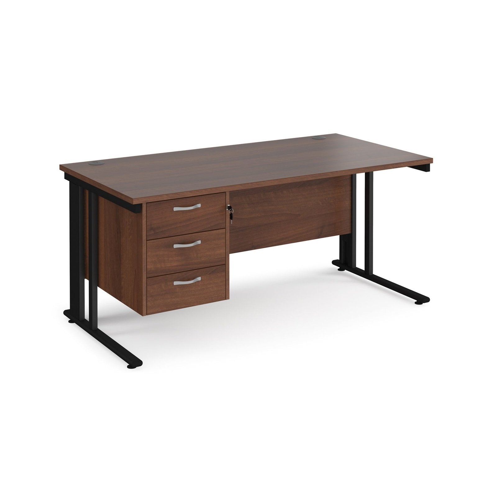 Maestro 25 cable managed leg straight desk 800 deep with 3 drawer pedestal - Office Products Online