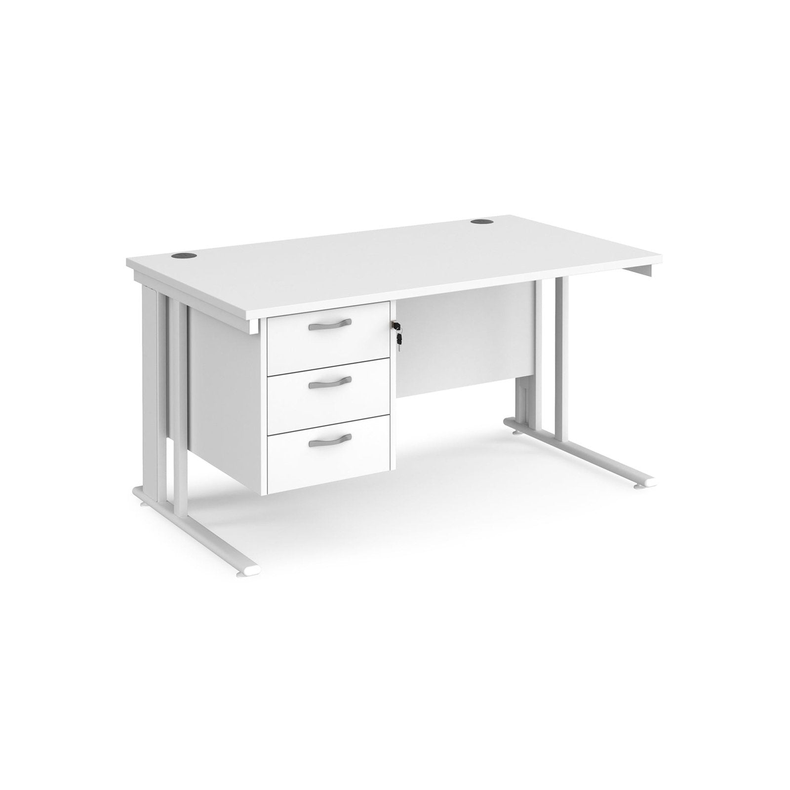 Maestro 25 cable managed leg straight desk 800 deep with 3 drawer pedestal - Office Products Online