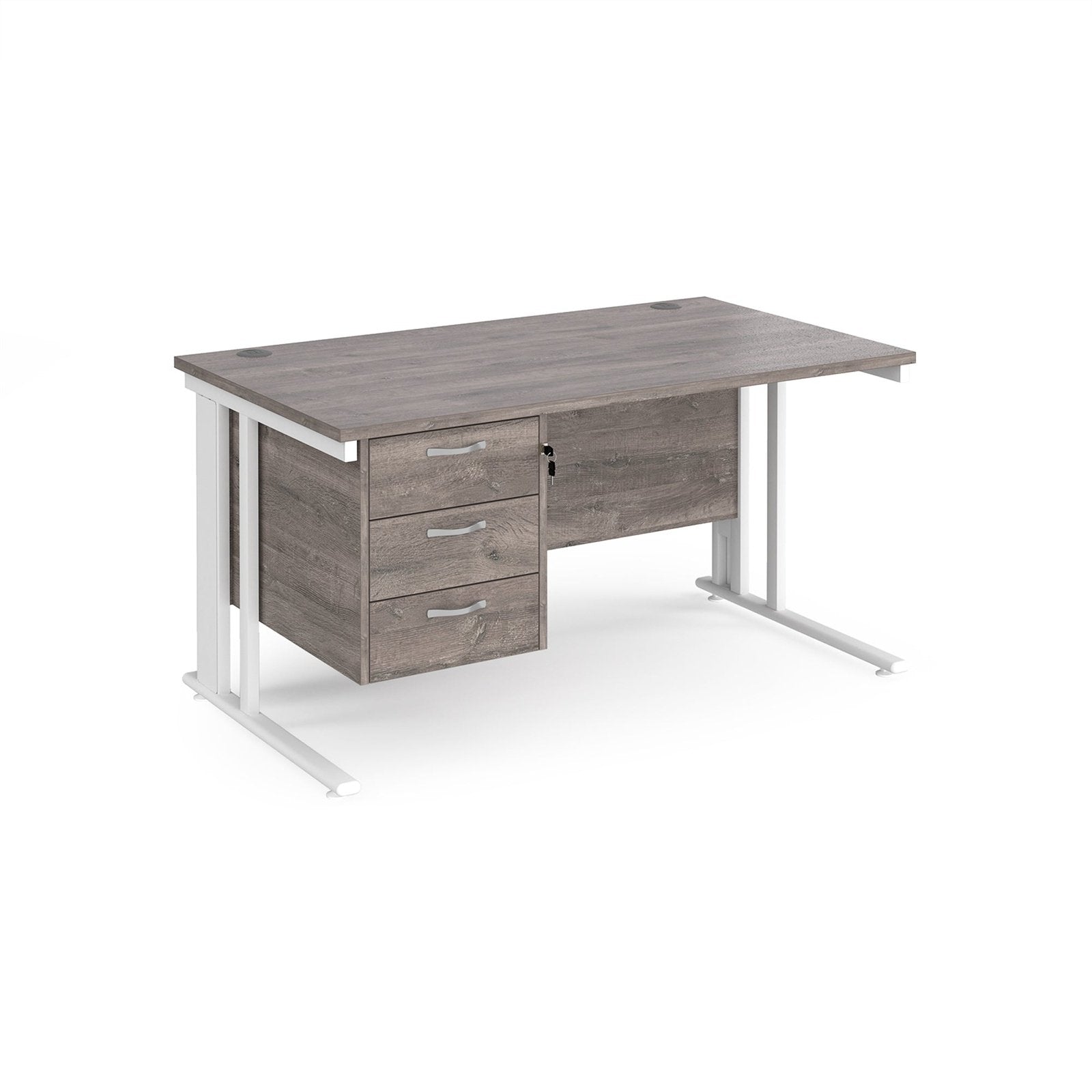 Maestro 25 cable managed leg straight desk 800 deep with 3 drawer pedestal - Office Products Online