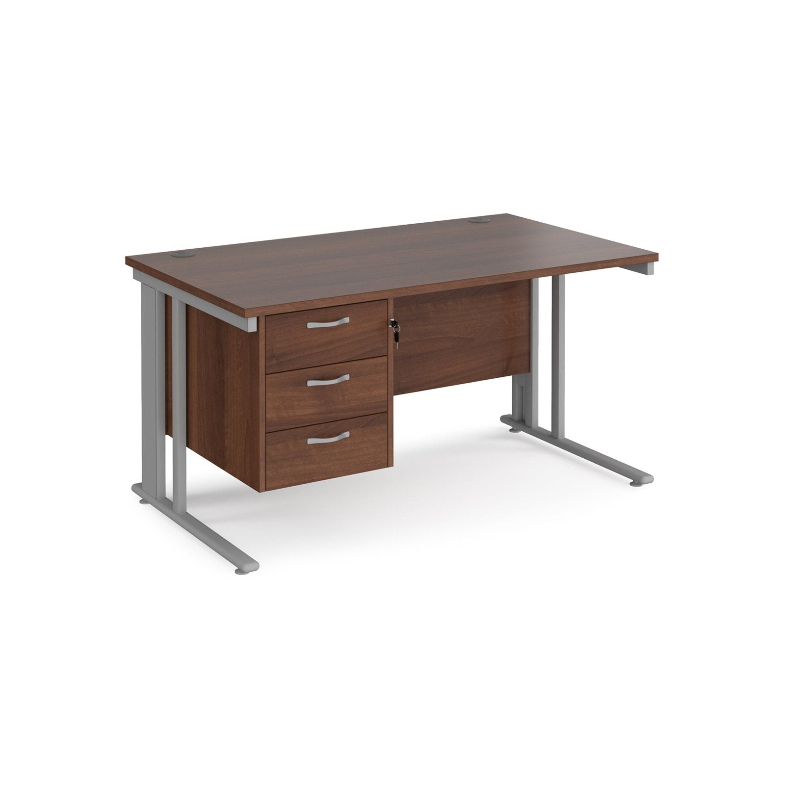 Maestro 25 cable managed leg straight desk 800 deep with 3 drawer pedestal - Office Products Online