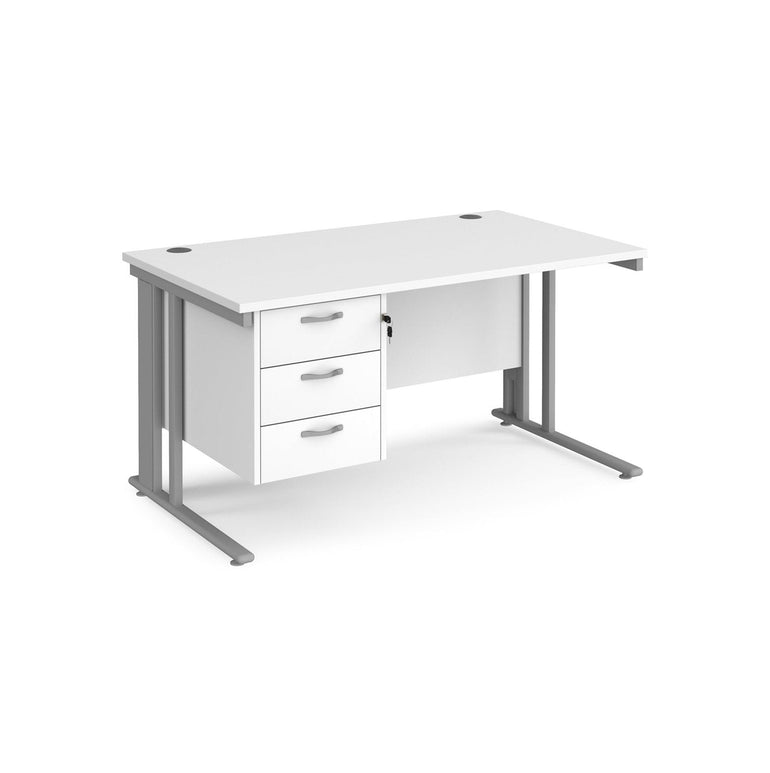 Maestro 25 cable managed leg straight desk 800 deep with 3 drawer pedestal - Office Products Online