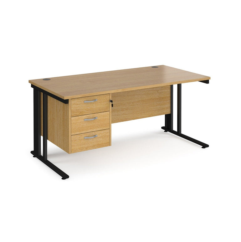 Maestro 25 cable managed leg straight desk 800 deep with 3 drawer pedestal - Office Products Online