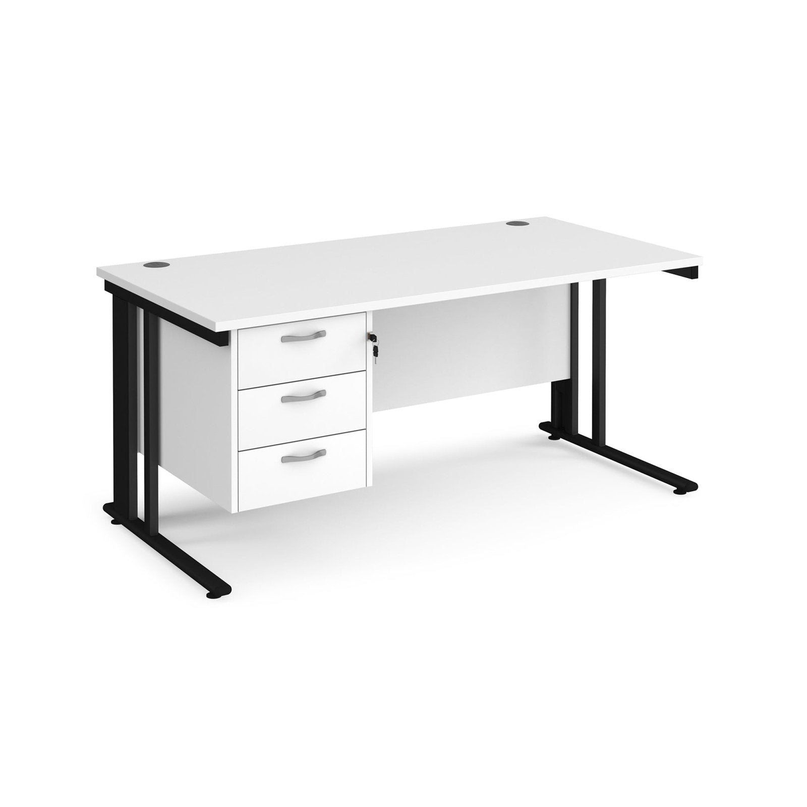 Maestro 25 cable managed leg straight desk 800 deep with 3 drawer pedestal - Office Products Online