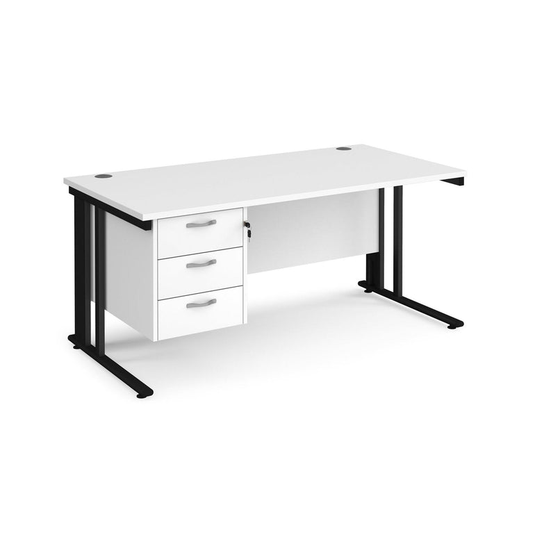 Maestro 25 cable managed leg straight desk 800 deep with 3 drawer pedestal - Office Products Online