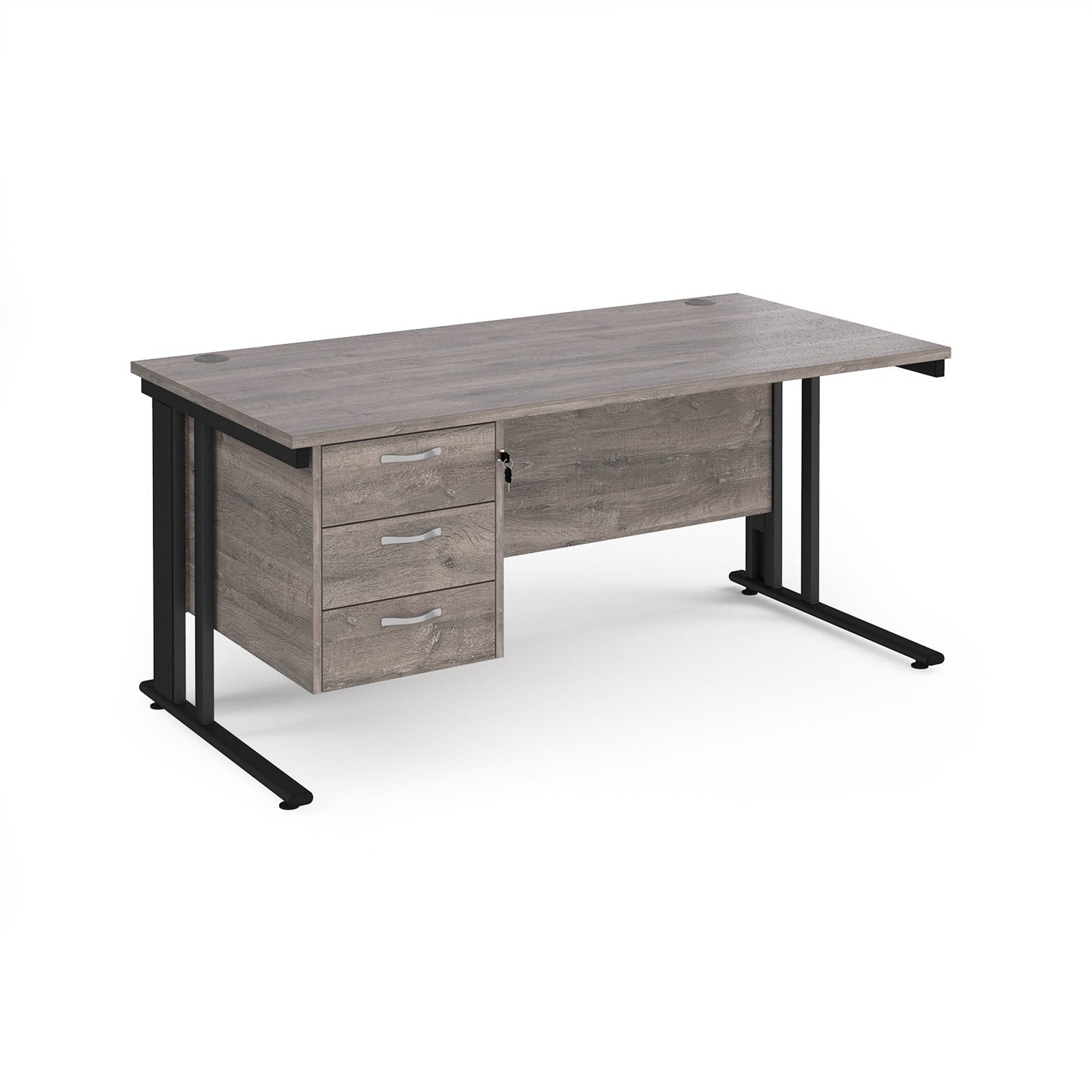 Maestro 25 cable managed leg straight desk 800 deep with 3 drawer pedestal - Office Products Online