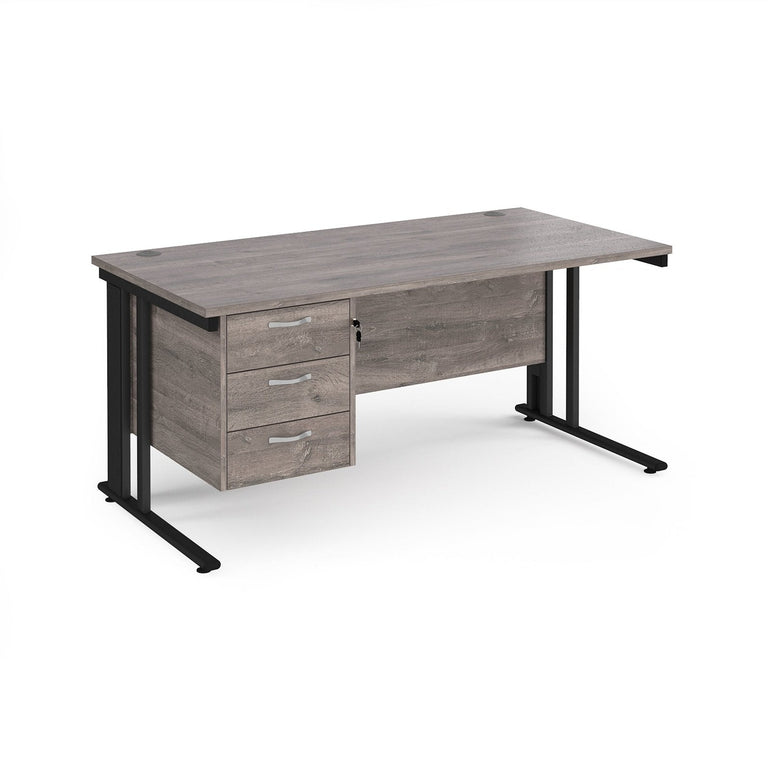 Maestro 25 cable managed leg straight desk 800 deep with 3 drawer pedestal - Office Products Online