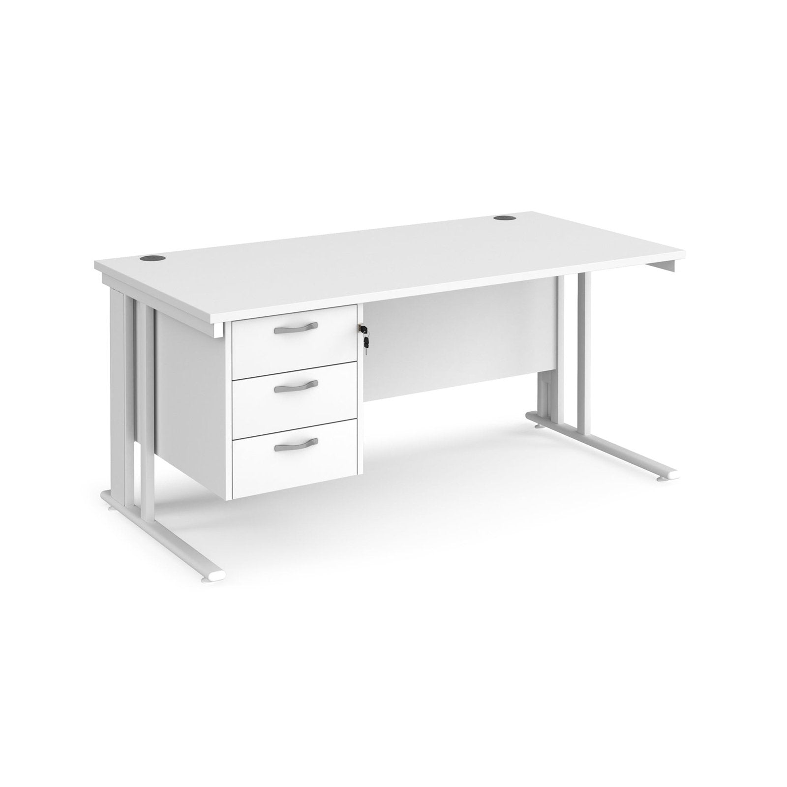 Maestro 25 cable managed leg straight desk 800 deep with 3 drawer pedestal - Office Products Online