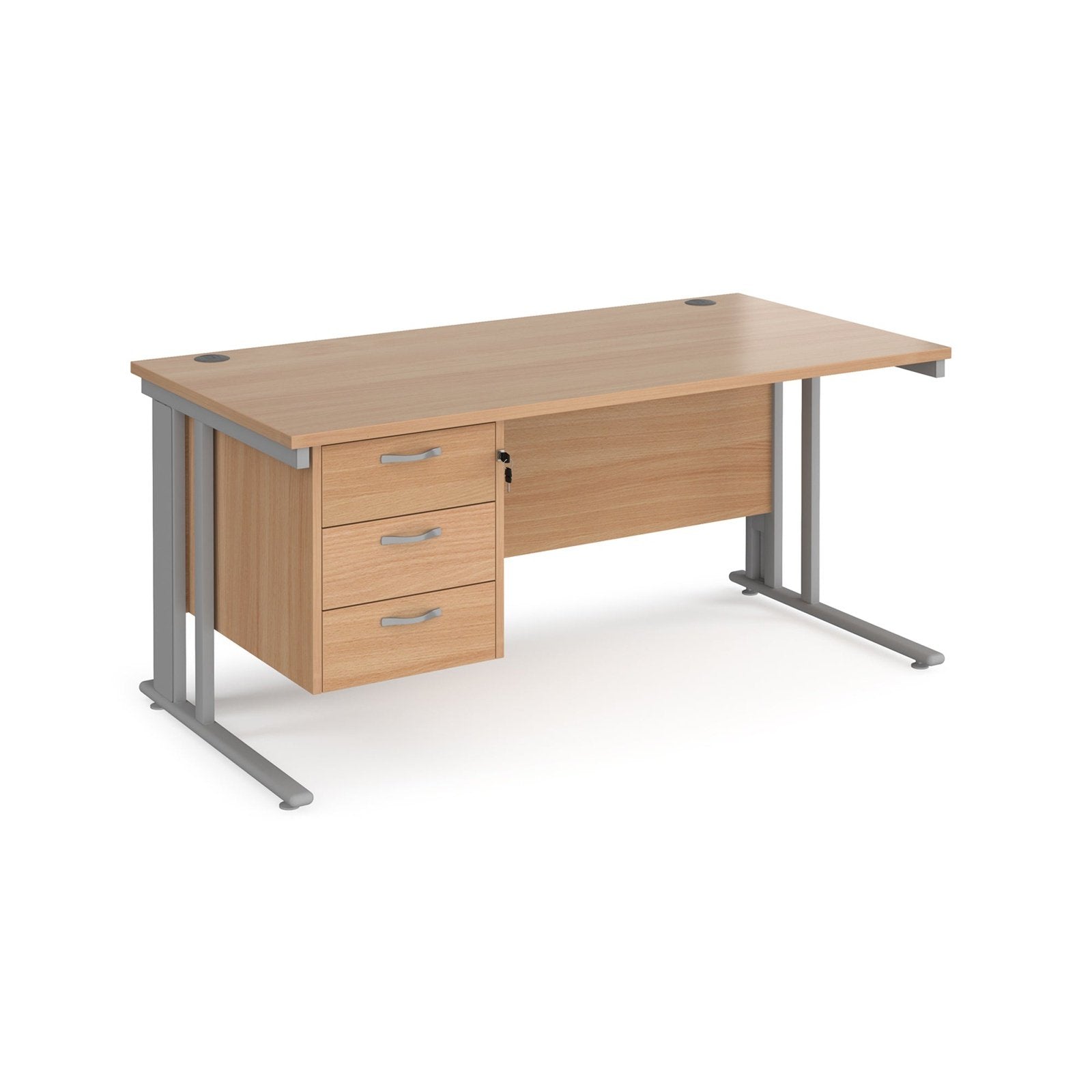 Maestro 25 cable managed leg straight desk 800 deep with 3 drawer pedestal - Office Products Online