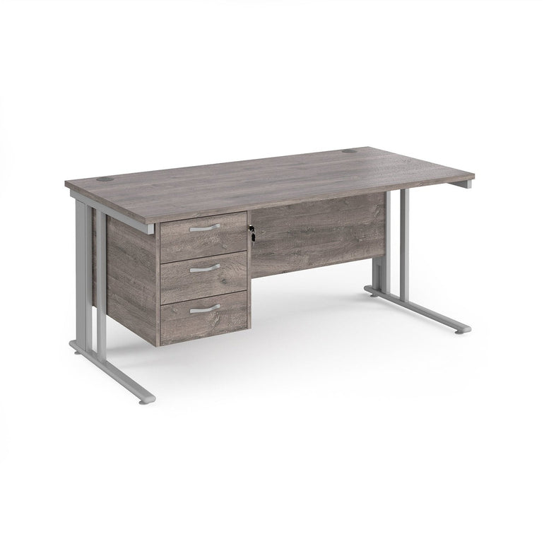 Maestro 25 cable managed leg straight desk 800 deep with 3 drawer pedestal - Office Products Online