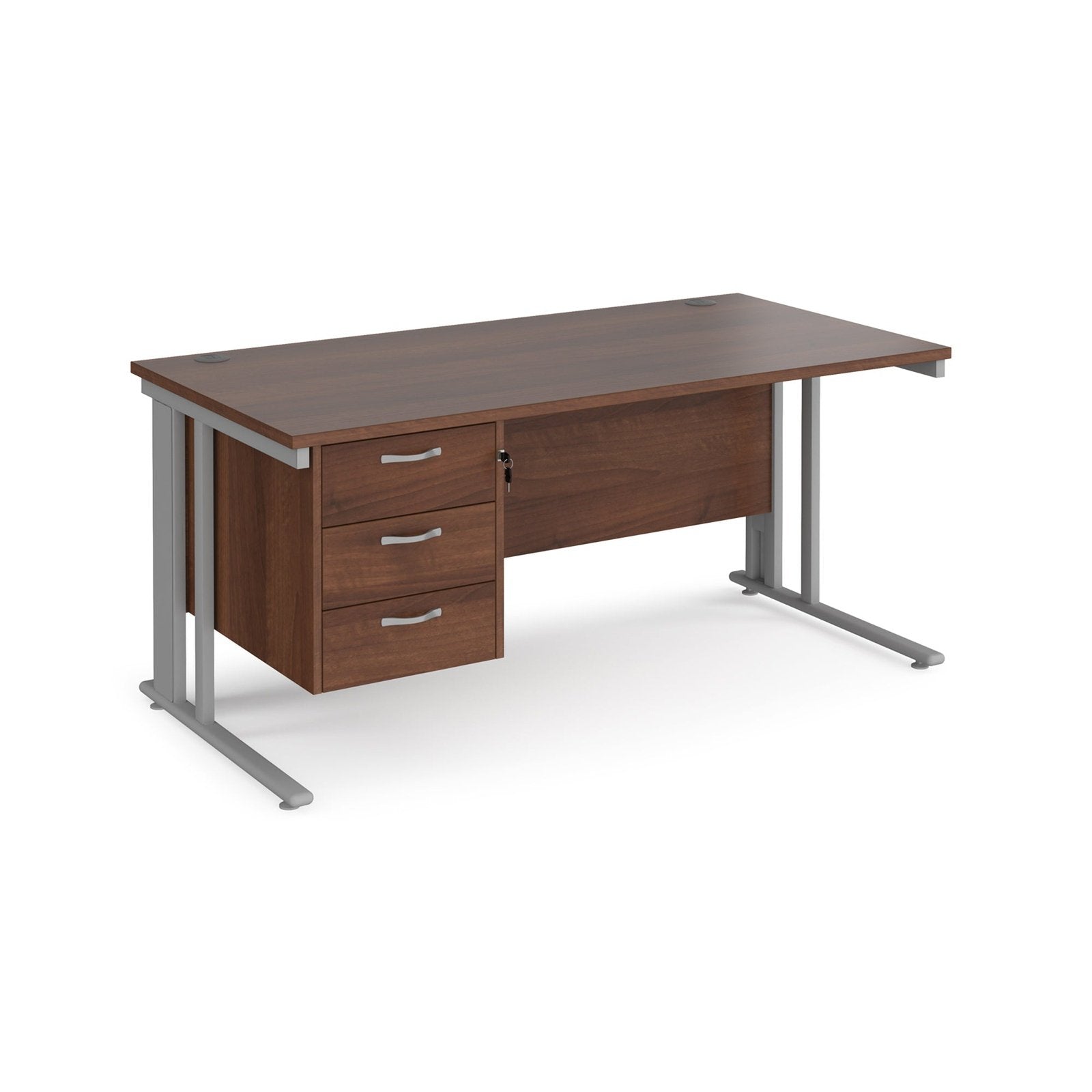 Maestro 25 cable managed leg straight desk 800 deep with 3 drawer pedestal - Office Products Online