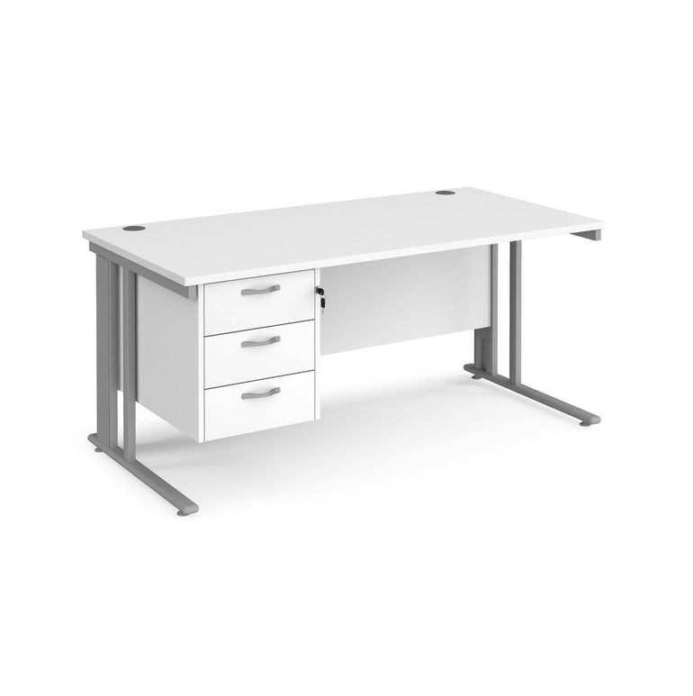 Maestro 25 cable managed leg straight desk 800 deep with 3 drawer pedestal - Office Products Online