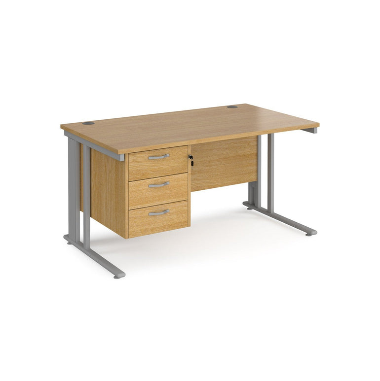 Maestro 25 cable managed leg straight desk 800 deep with 3 drawer pedestal - Office Products Online