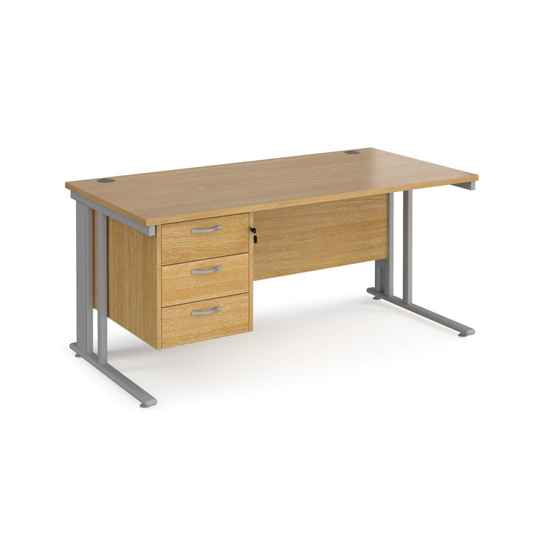 Maestro 25 cable managed leg straight desk 800 deep with 3 drawer pedestal - Office Products Online