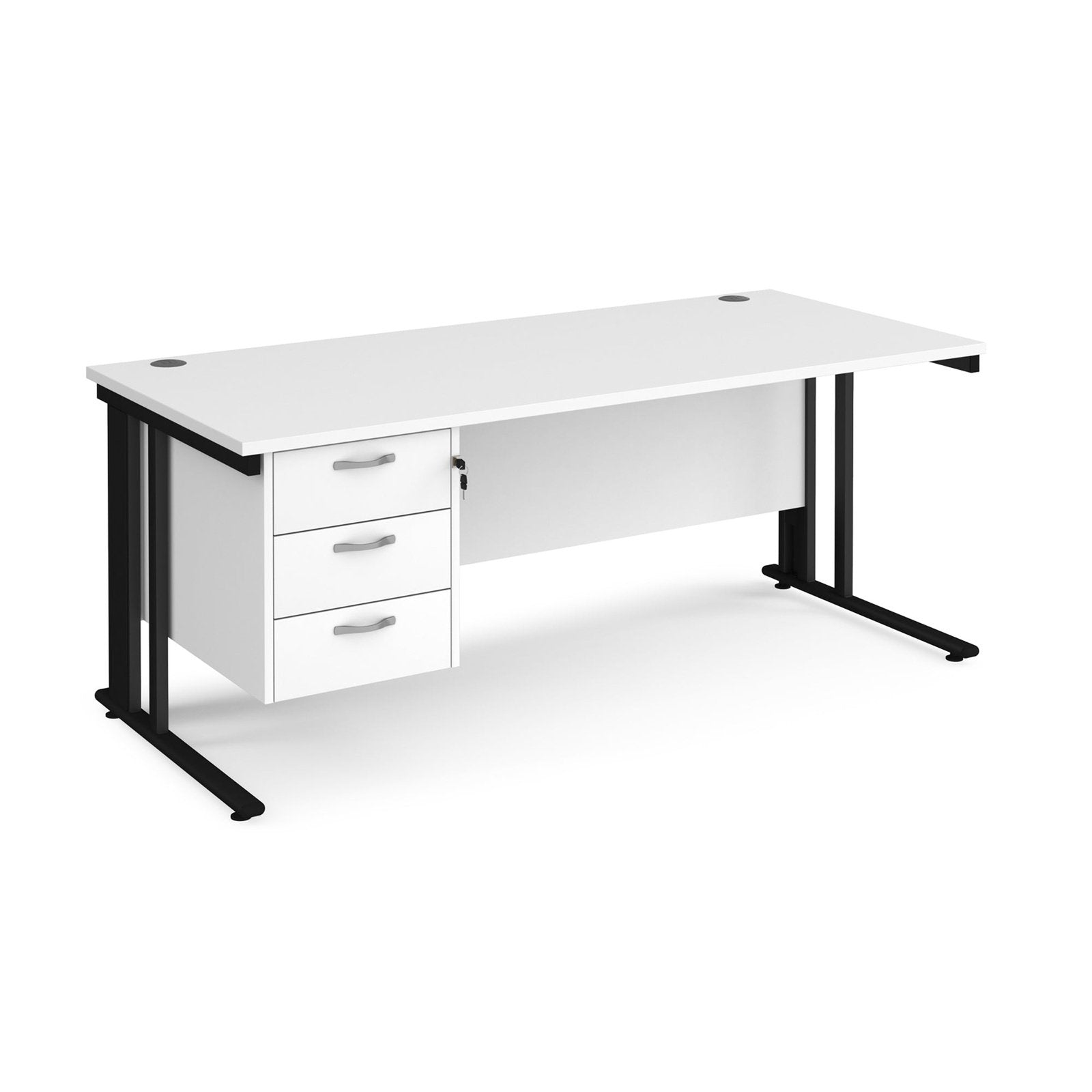 Maestro 25 cable managed leg straight desk 800 deep with 3 drawer pedestal - Office Products Online