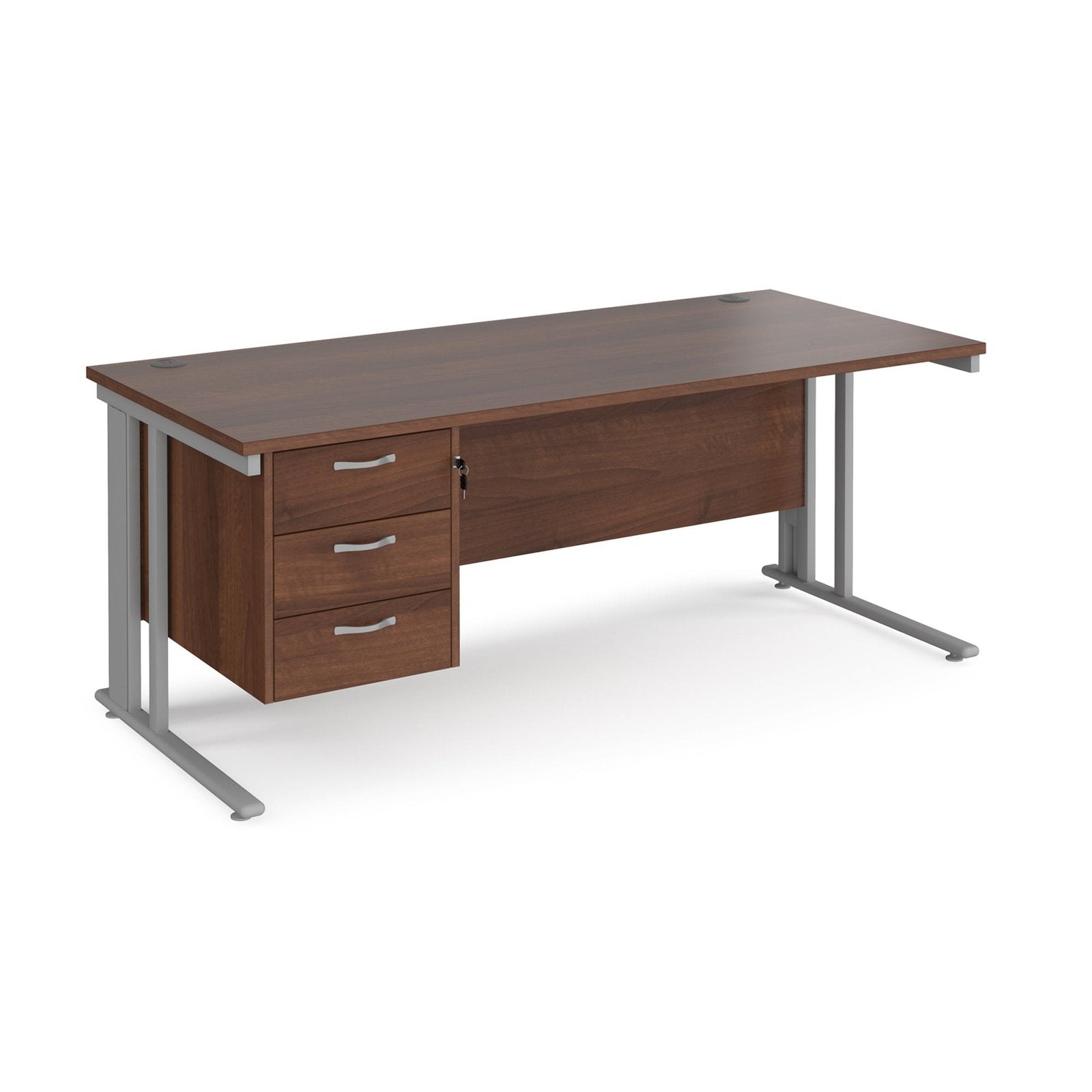 Maestro 25 cable managed leg straight desk 800 deep with 3 drawer pedestal - Office Products Online