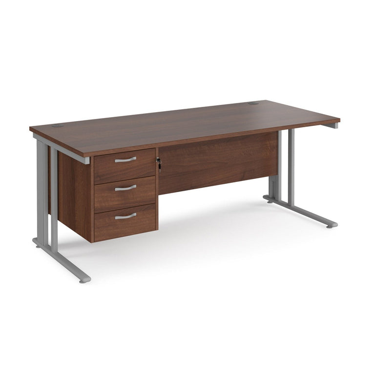 Maestro 25 cable managed leg straight desk 800 deep with 3 drawer pedestal - Office Products Online