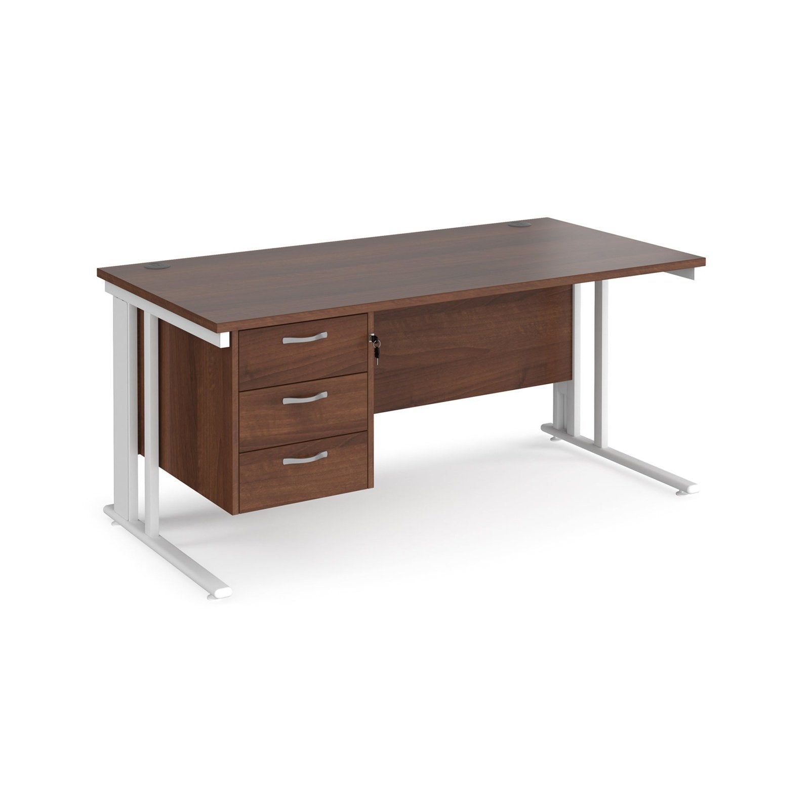 Maestro 25 cable managed leg straight desk 800 deep with 3 drawer pedestal - Office Products Online