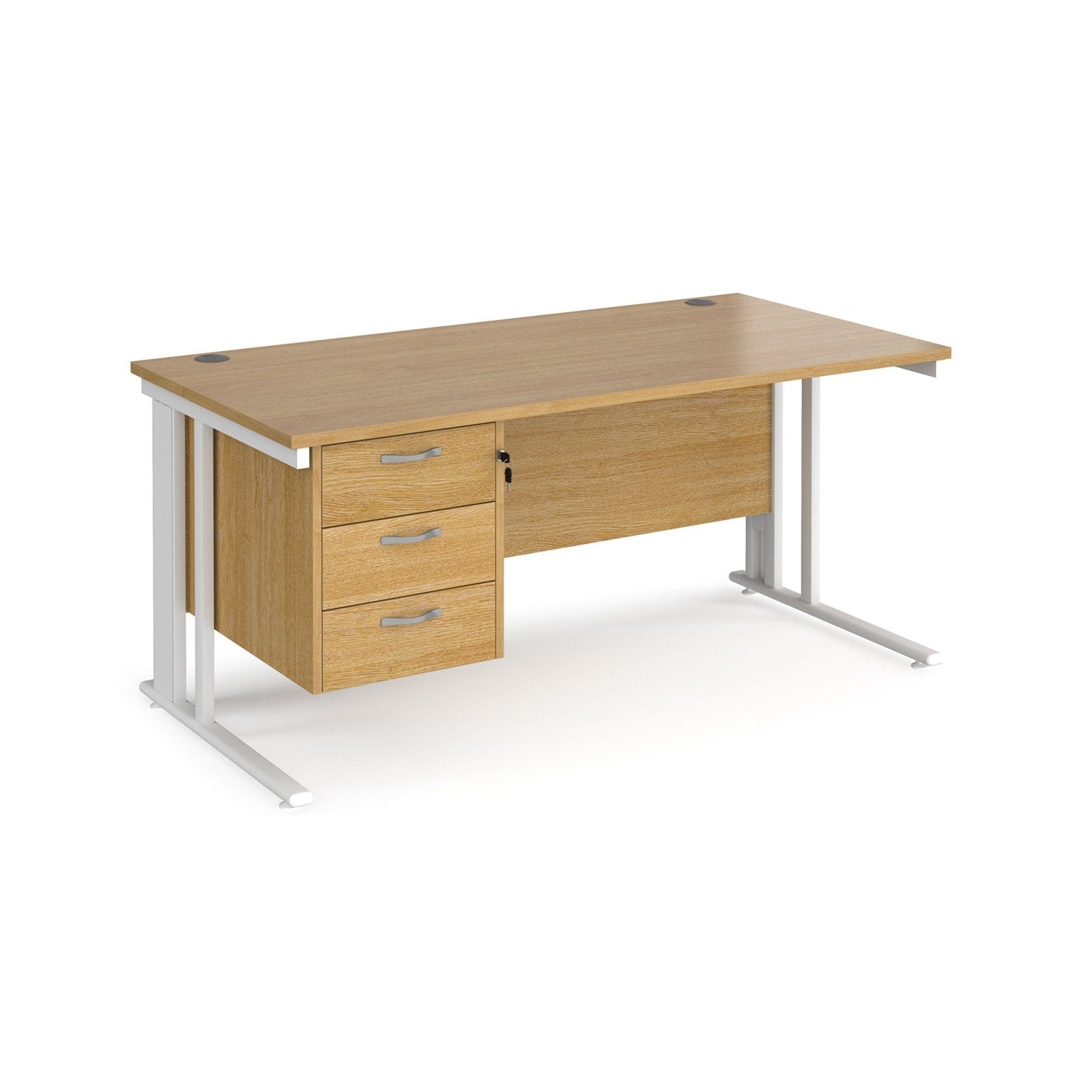 Maestro 25 cable managed leg straight desk 800 deep with 3 drawer pedestal - Office Products Online