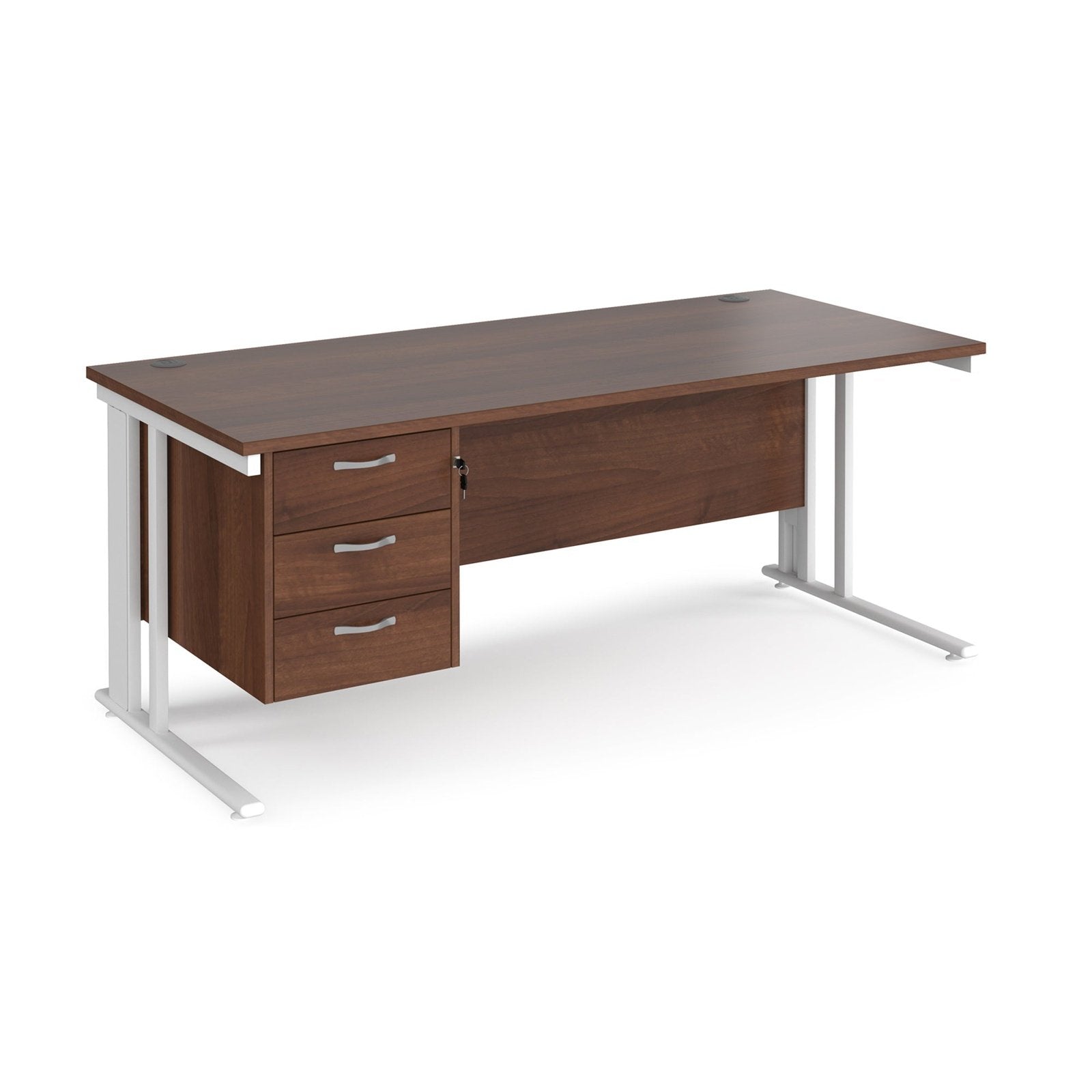 Maestro 25 cable managed leg straight desk 800 deep with 3 drawer pedestal - Office Products Online