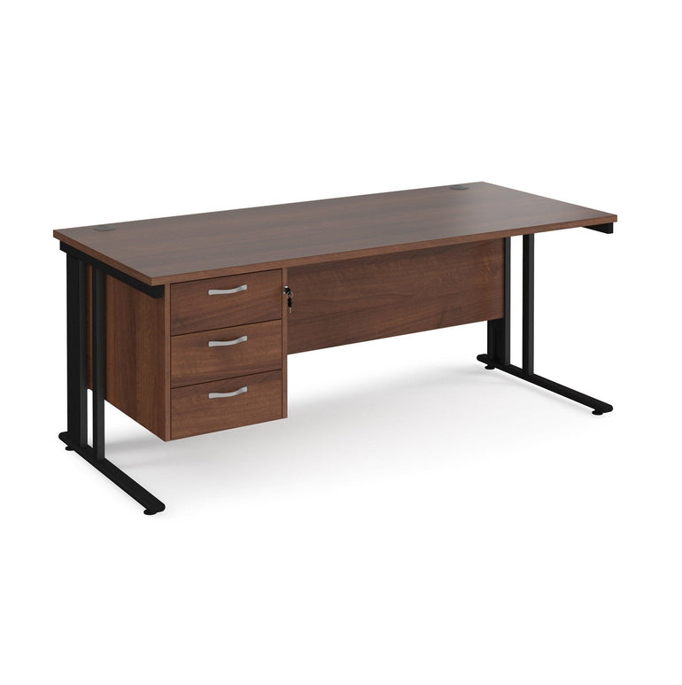 Maestro 25 cable managed leg straight desk 800 deep with 3 drawer pedestal - Office Products Online