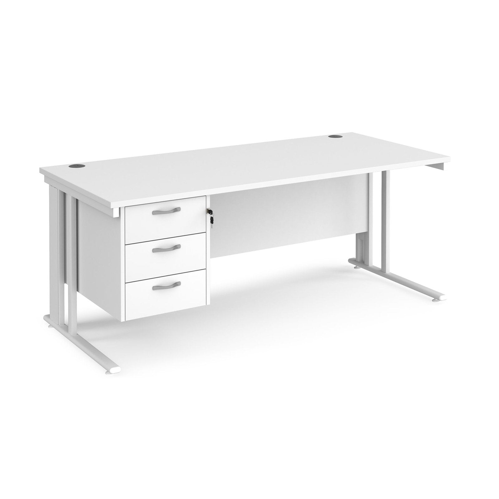 Maestro 25 cable managed leg straight desk 800 deep with 3 drawer pedestal - Office Products Online