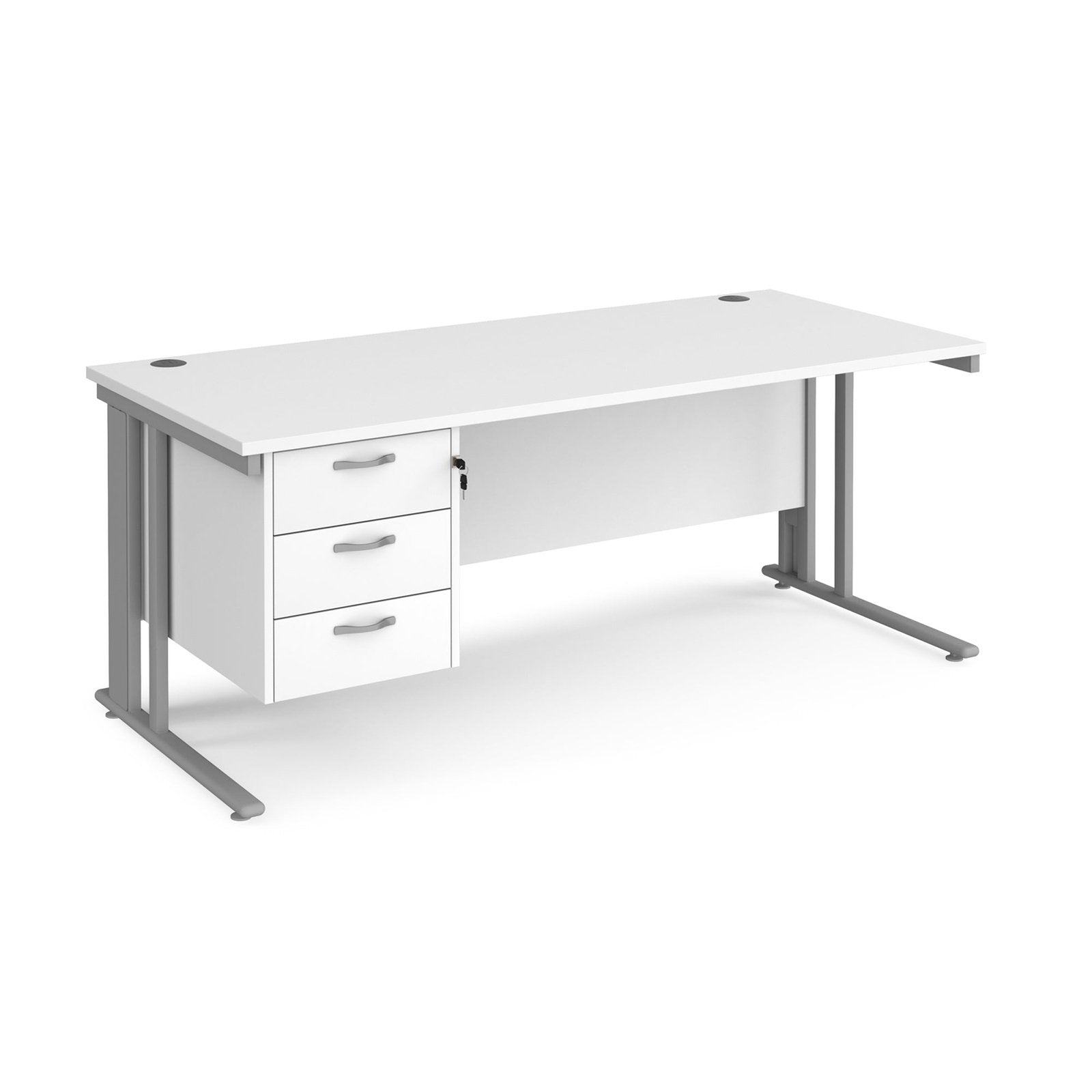 Maestro 25 cable managed leg straight desk 800 deep with 3 drawer pedestal - Office Products Online