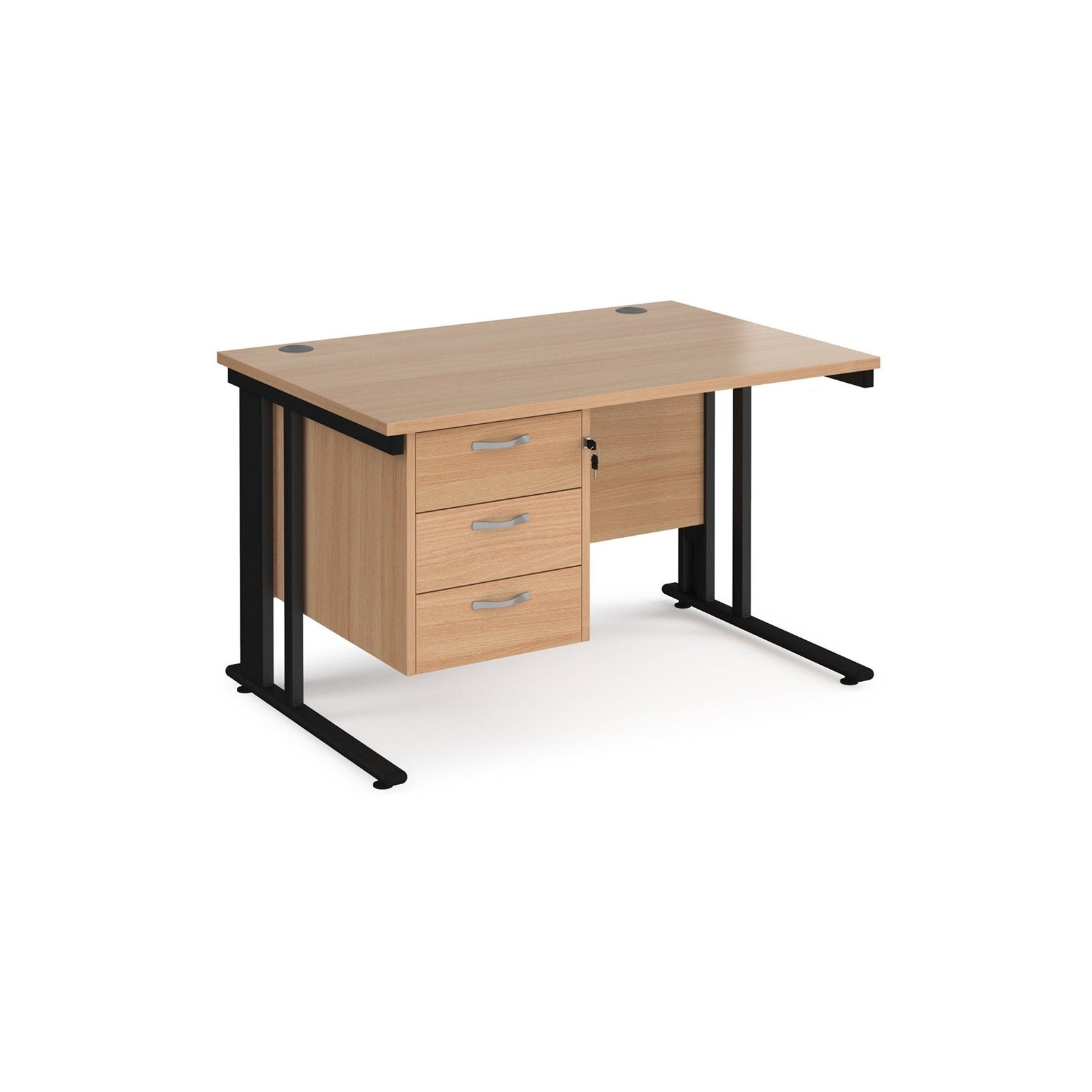 Maestro 25 cable managed leg straight desk 800 deep with 3 drawer pedestal - Office Products Online