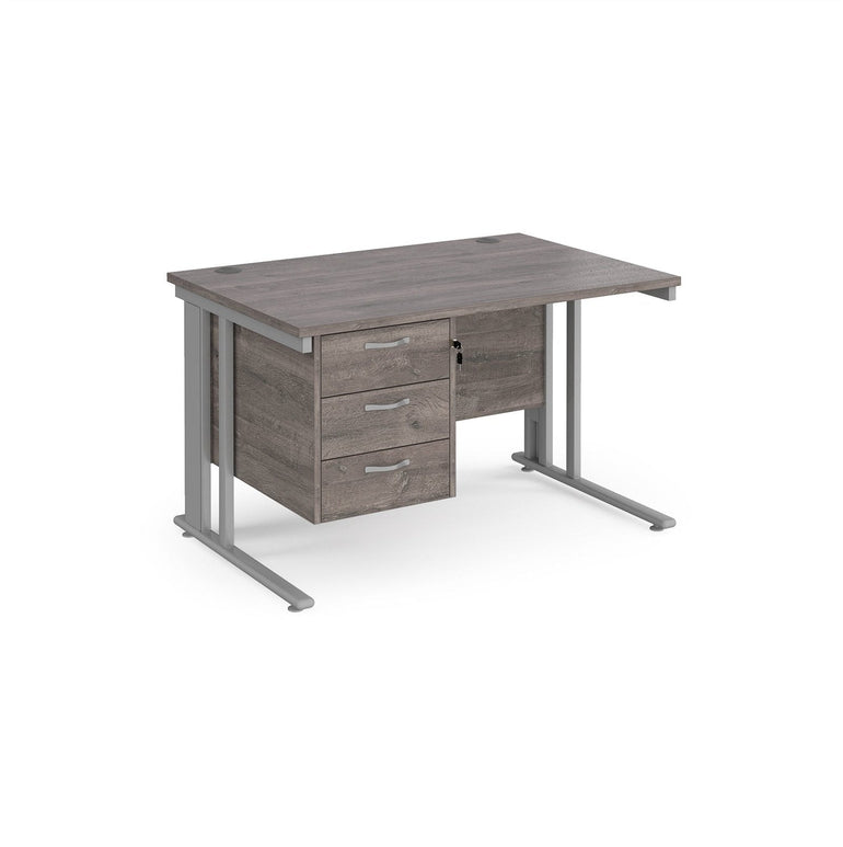 Maestro 25 cable managed leg straight desk 800 deep with 3 drawer pedestal - Office Products Online