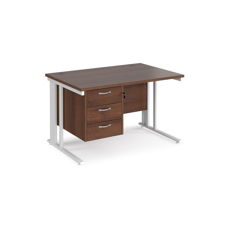 Maestro 25 cable managed leg straight desk 800 deep with 3 drawer pedestal - Office Products Online