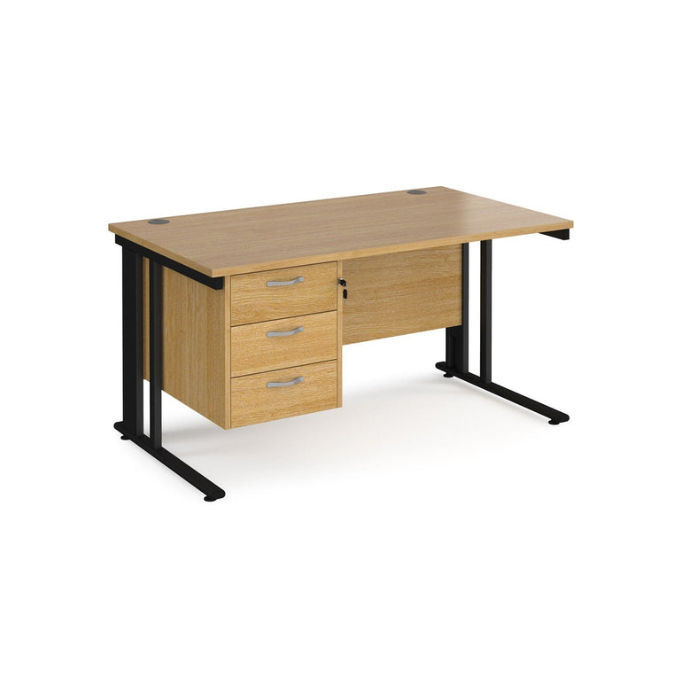 Maestro 25 cable managed leg straight desk 800 deep with 3 drawer pedestal - Office Products Online