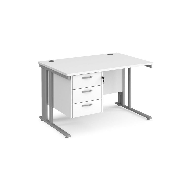 Maestro 25 cable managed leg straight desk 800 deep with 3 drawer pedestal - Office Products Online