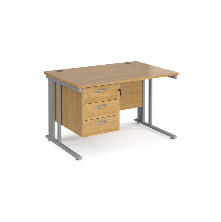 Maestro 25 cable managed leg straight desk 800 deep with 3 drawer pedestal - Office Products Online