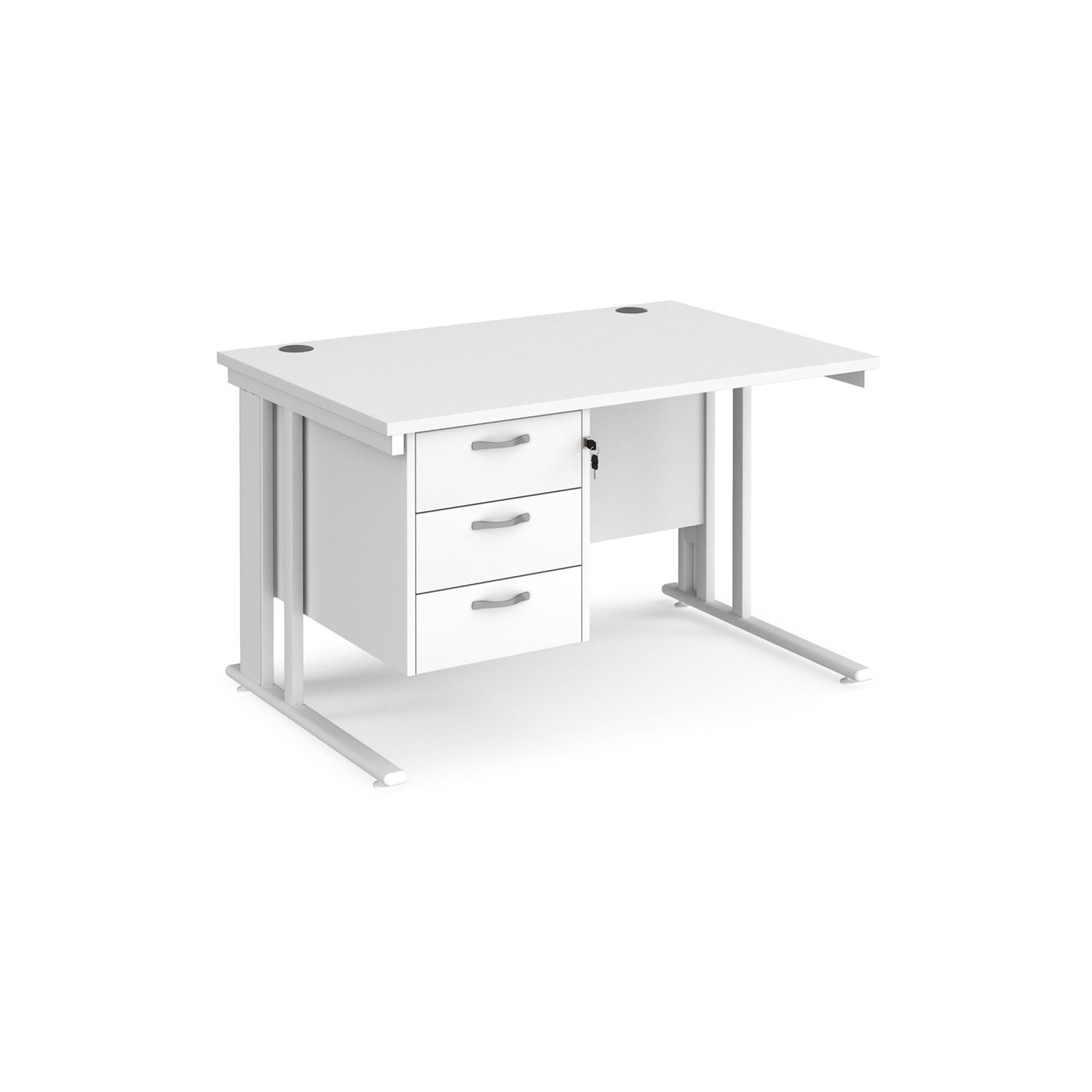 Maestro 25 cable managed leg straight desk 800 deep with 3 drawer pedestal - Office Products Online