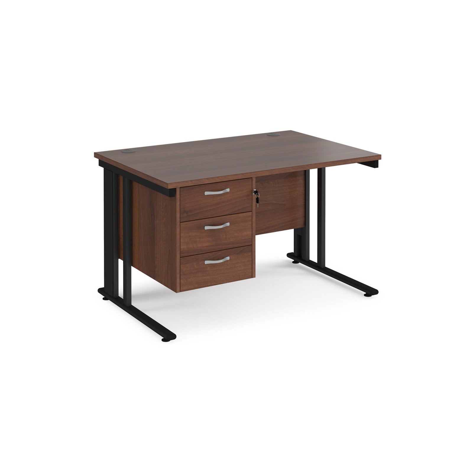 Maestro 25 cable managed leg straight desk 800 deep with 3 drawer pedestal - Office Products Online