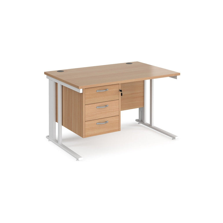 Maestro 25 cable managed leg straight desk 800 deep with 3 drawer pedestal - Office Products Online