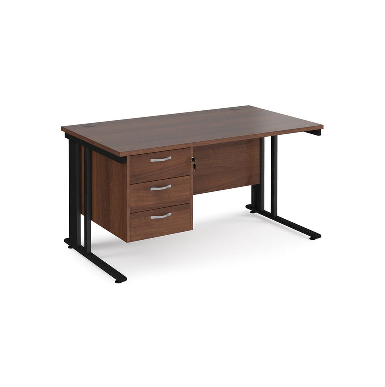 Maestro 25 cable managed leg straight desk 800 deep with 3 drawer pedestal - Office Products Online