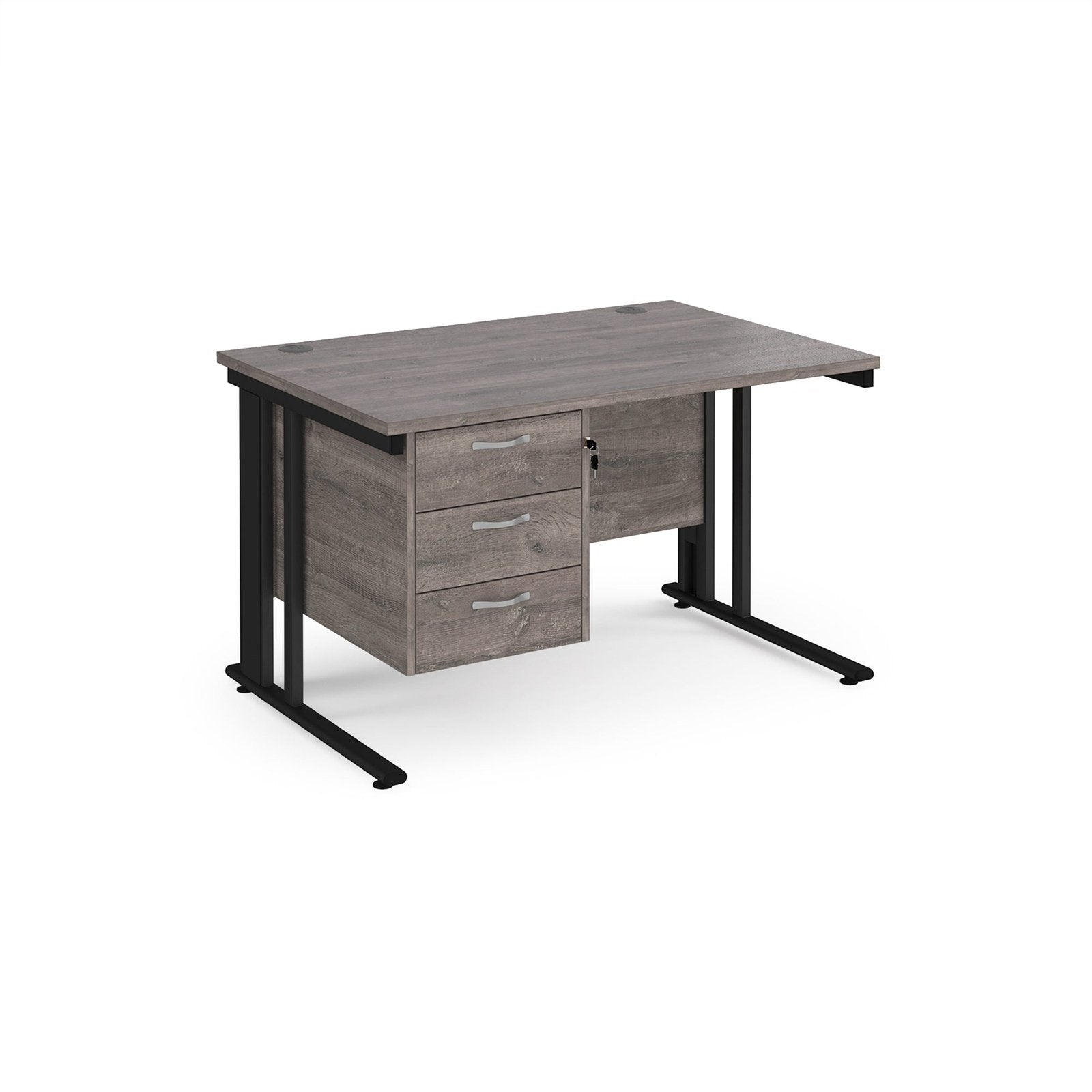 Maestro 25 cable managed leg straight desk 800 deep with 3 drawer pedestal - Office Products Online